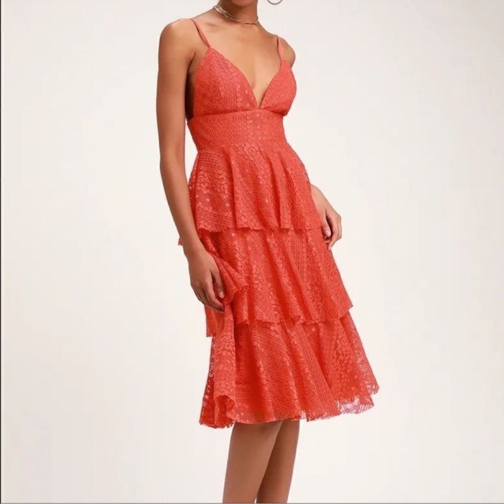 NWT Lulu’s Endless Romance Lace Ruffled Dress Size XS